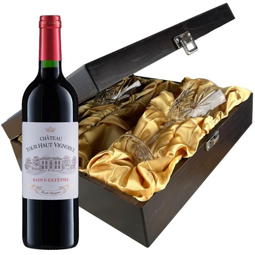 Chateau Tour Haut Vignoble Bordeaux 75cl Red Wine And Glasses In Luxury Presentation Box